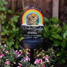 Load image into Gallery viewer, Rainbow Bridge Pet Memorial Outdoor Solar Light-Personalised