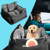 Dog Car Seat Plush Cosy Pet Car Booster Seat for Small Dogs and Cats with Storage Pocket and Safety Leash