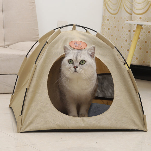 Pet Tent Cat Puppy Play Tent House with Warm Soft Bed Pad