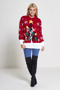 Plus Size Red Merry Christmas Xmas Jumper