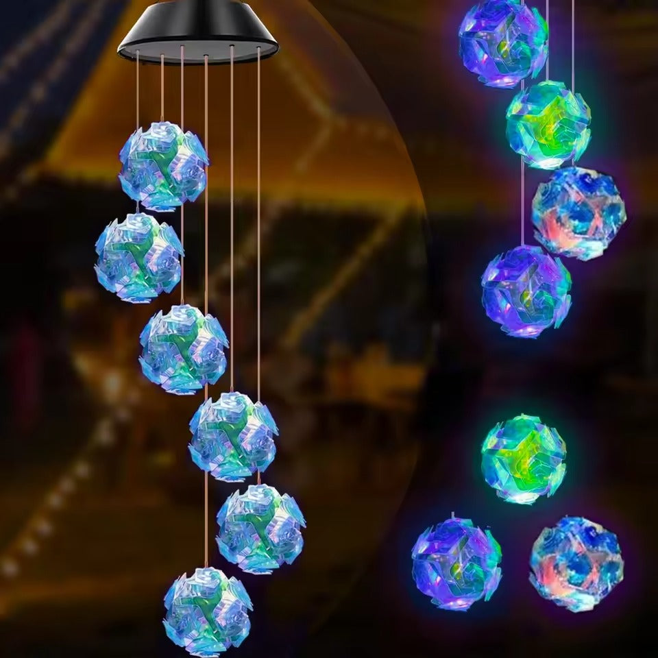 1pc Solar Blue Laser Disco Ball Wind Chime Lights