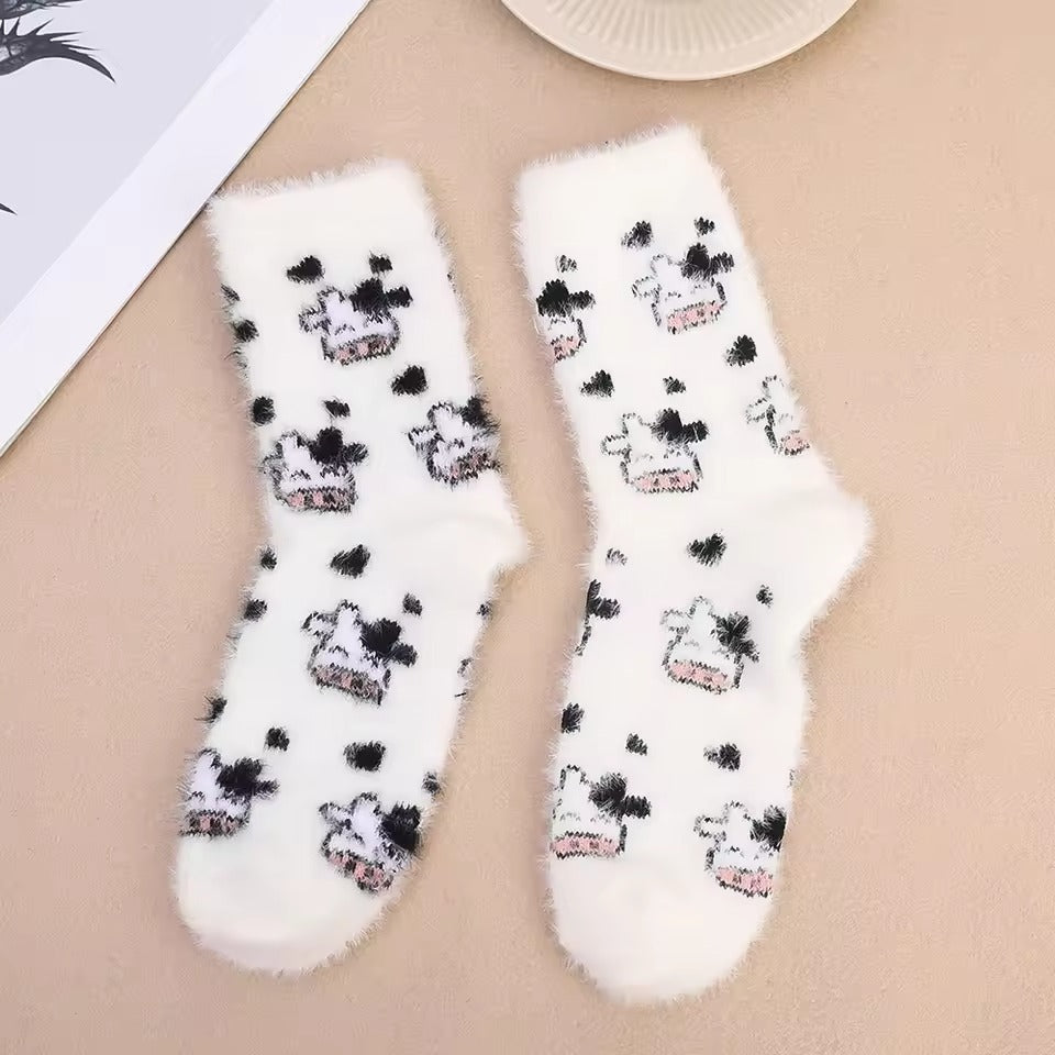 Fluffy Cute Cow Socks