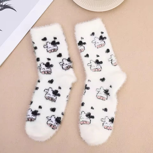 Fluffy Cute Cow Socks