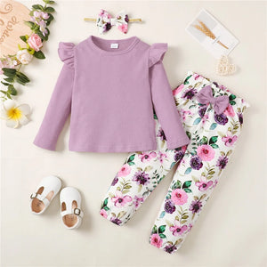 Girls Top+Floral Pants Set