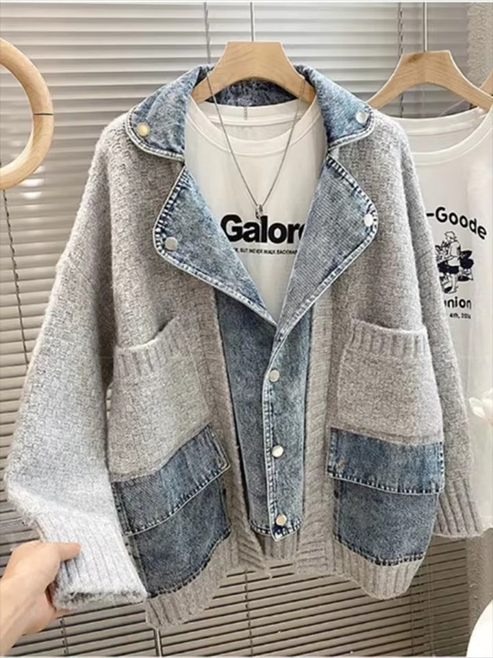Stitched Denim/ Sweater Jacket