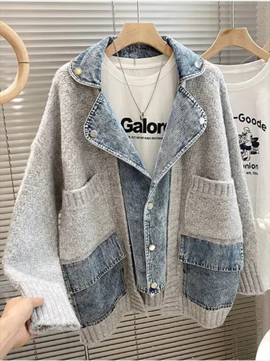 Stitched Denim/ Sweater Jacket