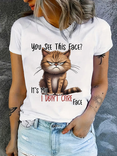 Cat I Dont Care Face Tshirt