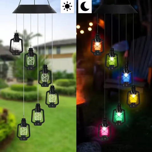 1pc Solar Wind Chime Kerosene Bottle Shape