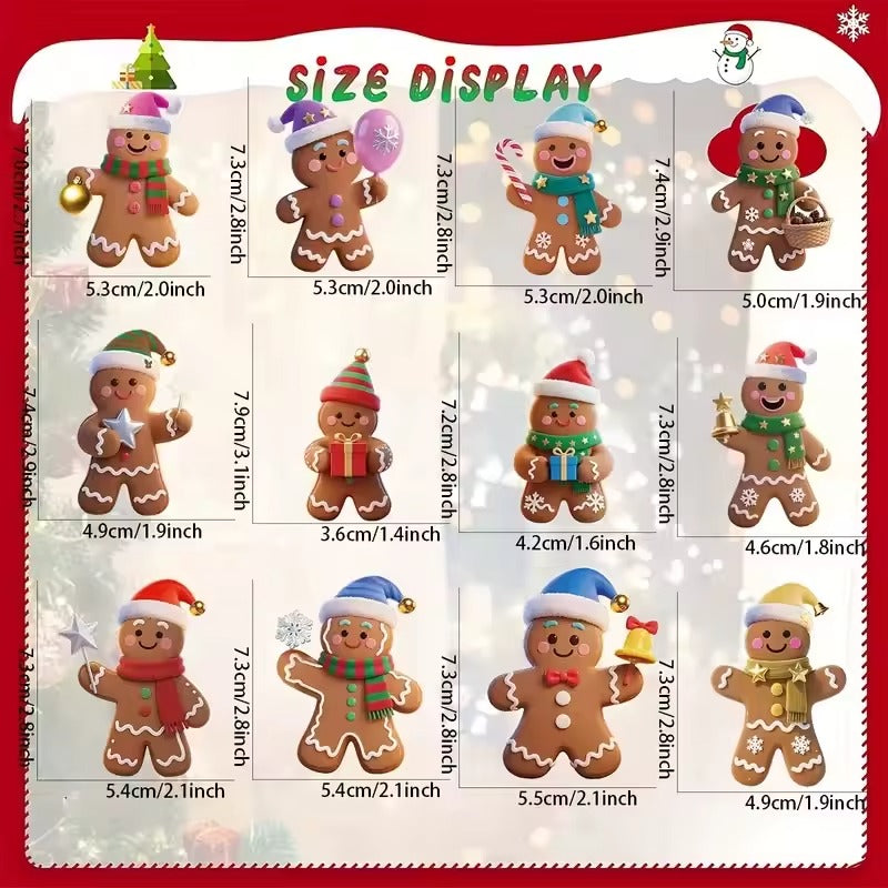 12PCS Gingerbread Man Ornaments Christmas Tree Wooden Hanging