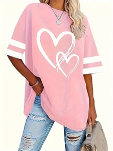 Plus Size Heart Print T-Shirt