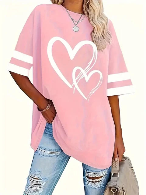 Plus Size Heart Print T-Shirt