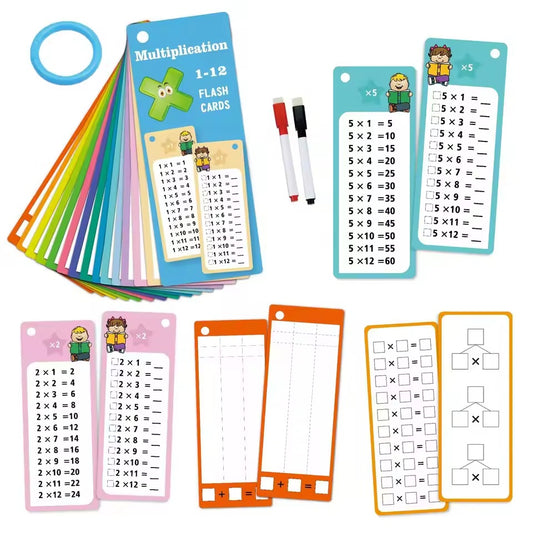 Math Addition Subtraction Multiplication Division Erasable Reusable Number Learning Cards