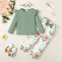 Load image into Gallery viewer, Girls Top+Floral Pants Set