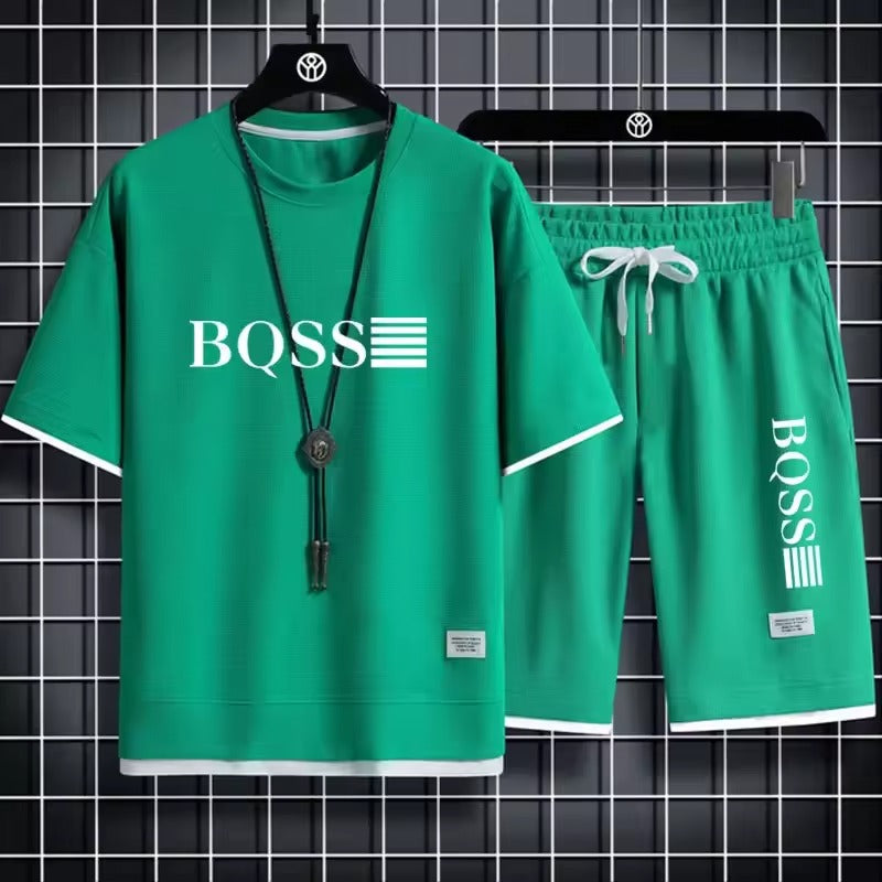 Men's Waffle Sets Casual T-Shirt And Shorts Set