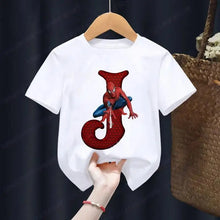 Load image into Gallery viewer, Kids Spiderman Initial Tshirt