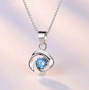 925 Sterling Silver Blue Crystal Swirl Pendant