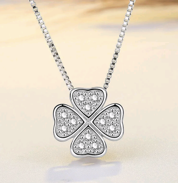 925 Sterling Silver Crystal Clover Pendant