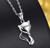 925 Sterling Silver Fox Pendant Chain Necklace