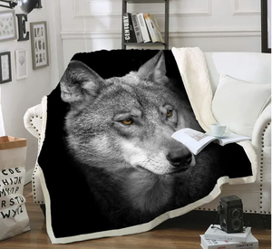 Wolf Face Sherpa Throw