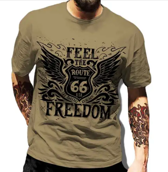 Mens Route 66 Feel The Freedom Tshirt