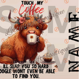 Personalised Touch My Coffee Cow Mug