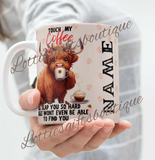 Personalised Touch My Coffee Cow Mug