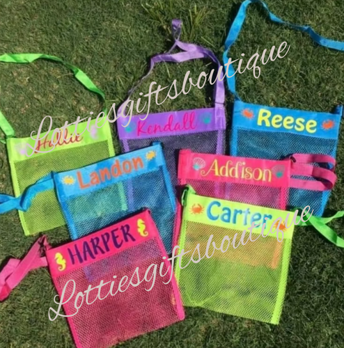 Personalised Mesh Beach Shell Collector Bag