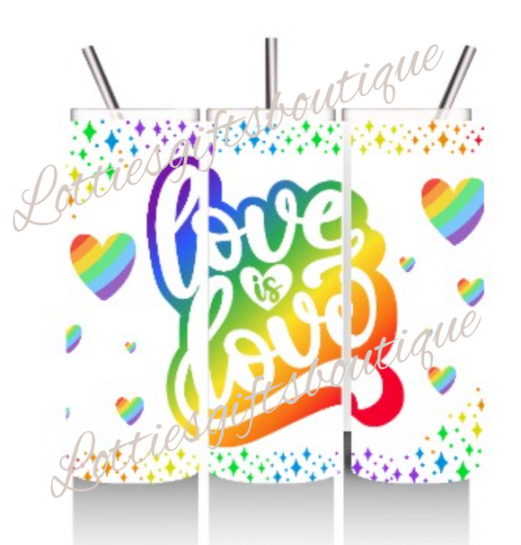 Pride Love is Love 20oz Water Bottle Tumbler