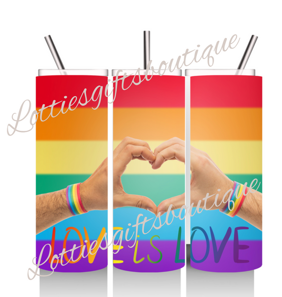 Pride Rainbow Love is Love 20oz Water Bottle Tumbler