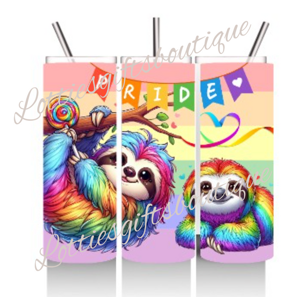 Pride Sloth Theme 20oz Water Bottle Tumbler