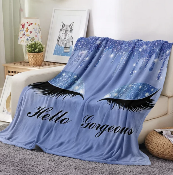 Hello Gorgeous Blue Throw Blanket