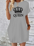 Queen Letter Crown T-shirt Dress