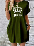 Queen Letter Crown T-shirt Dress