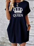 Queen Letter Crown T-shirt Dress