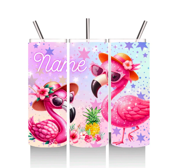 Personalised Flamingo Design 20oz Water Bottle Tumbler