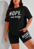 Ladies Nope Not Today Shorts and T-shirt Set