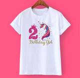 Kids Unicorn Print Birthday Girl Tshirt