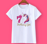 Kids Unicorn Print Birthday Girl Tshirt