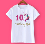 Kids Unicorn Print Birthday Girl Tshirt