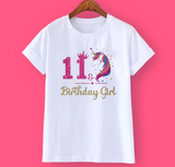 Kids Unicorn Print Birthday Girl Tshirt