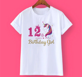 Kids Unicorn Print Birthday Girl Tshirt