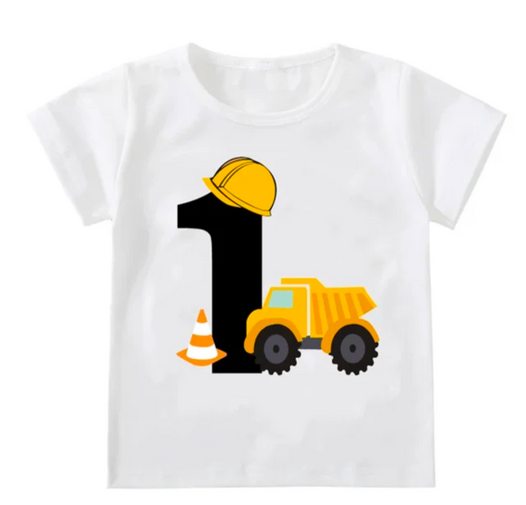 Kids Construction Birthday Age Tshirt