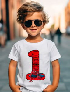 Kids Spiderman Birthday Age Tshirt