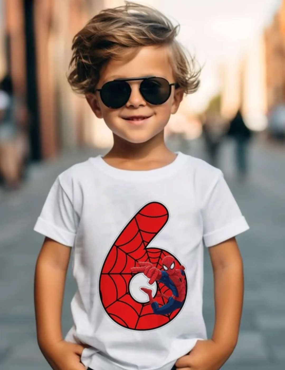 Kids Spiderman Birthday Age Tshirt