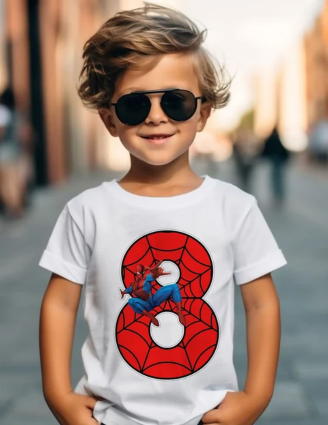 Kids Spiderman Birthday Age Tshirt