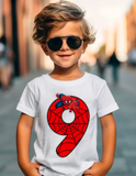 Kids Spiderman Birthday Age Tshirt