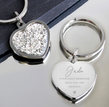 Personalised Name and Message Diamante Heart Keyring