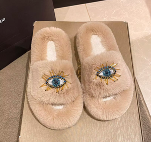 Ladies Eye Fluffy Slippers