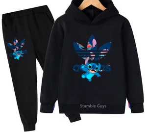 Kids ADS Stitch Print 2Pc Pants and Hoodie Set