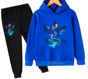 Kids ADS Stitch Print 2Pc Pants and Hoodie Set